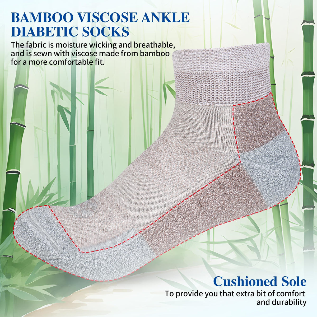 Diabetic Socks for Men, 10 Pairs Ankle & Low Cut Size 9-15 W4305