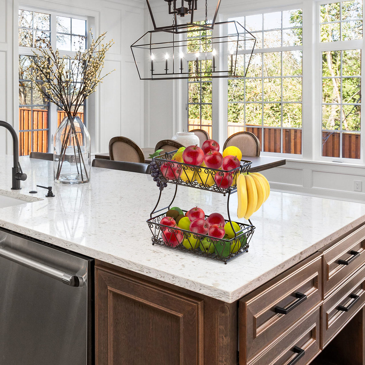 2-Tier Countertop Fruit Basket Bowl Storage Y487530