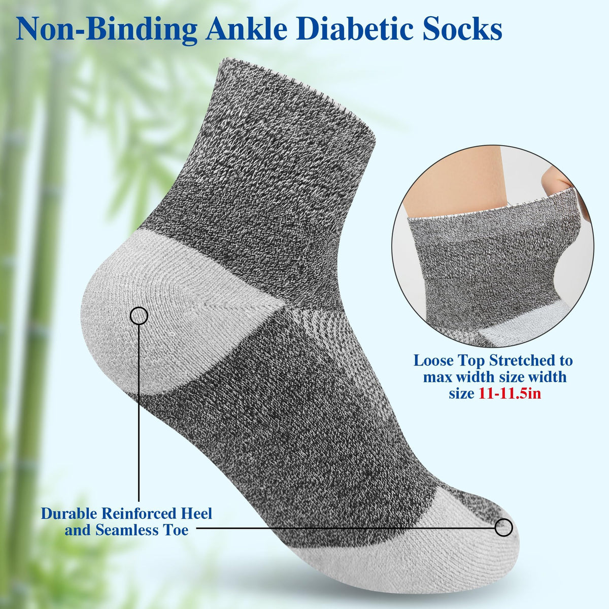 Diabetic Socks for Men, 10 Pairs Ankle & Low Cut Size 9-15 W4305