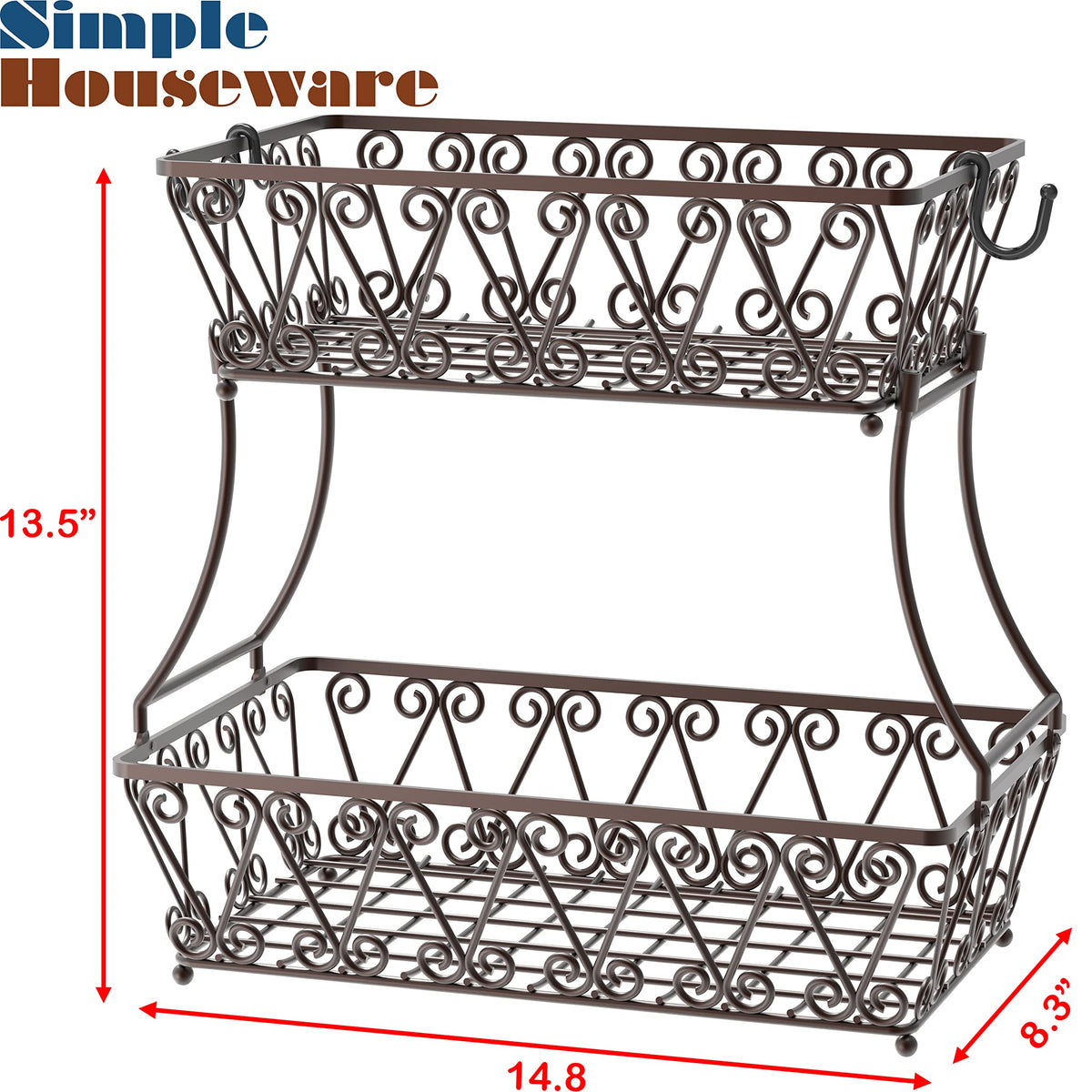 2-Tier Countertop Fruit Basket Bowl Storage Y487530