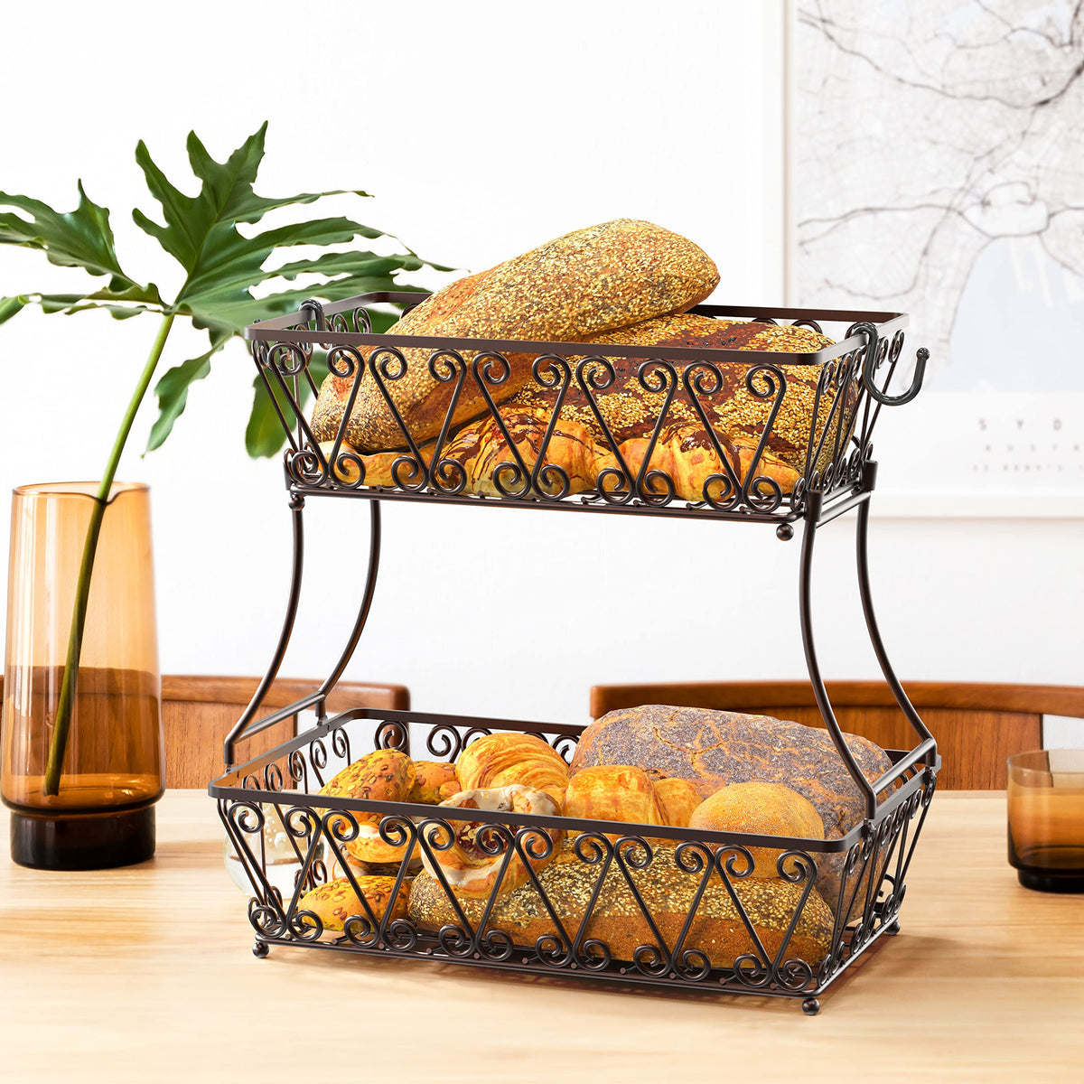 2-Tier Countertop Fruit Basket Bowl Storage Y487530